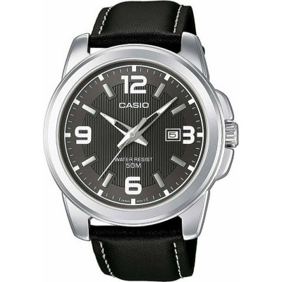 Casio MTP‑1314PL‑8AVEF – Ανδρικό Αναλογικό Ρολόι με Γκρι Καντράν & Μαύρο Δερμάτινο Λουράκι